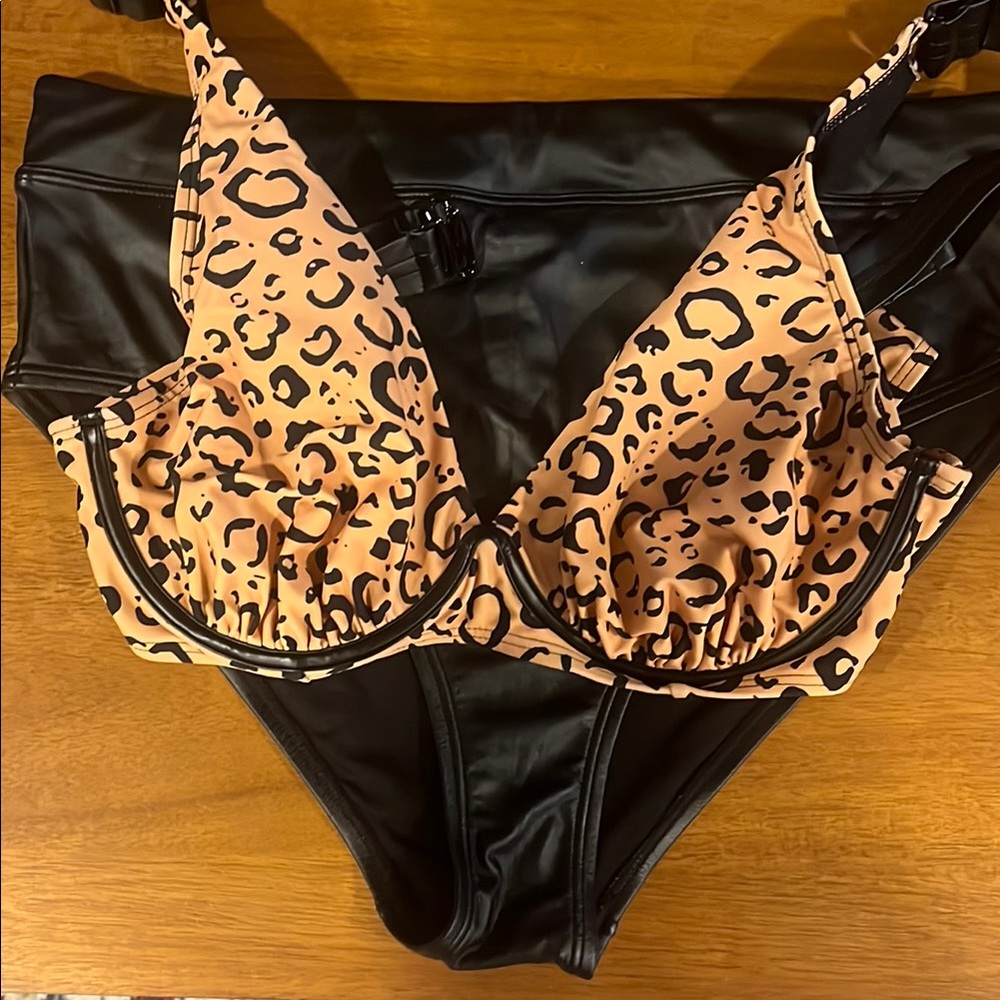 Gabifresh x Swimsuits for All Faux Leather and Leopard Print Bikini